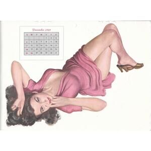 Vintage Pinup Calendar Page December 1949 Al Moore